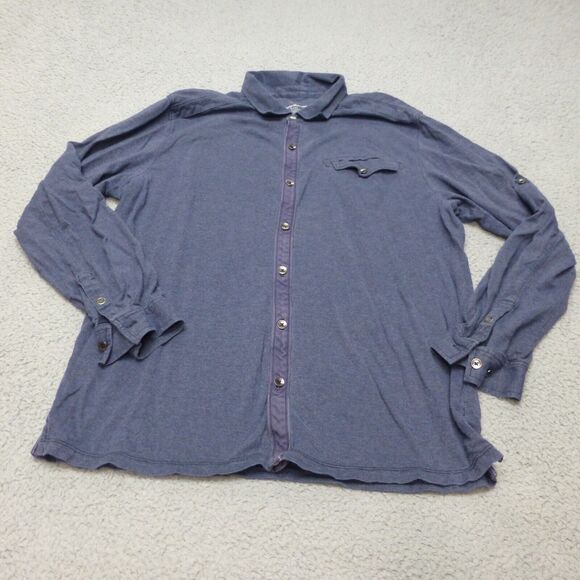 Tommy Bahama Shirt Mens Large Button Up Blue Roll Tab Long Sleeve Pocket - Picture 1 of 8